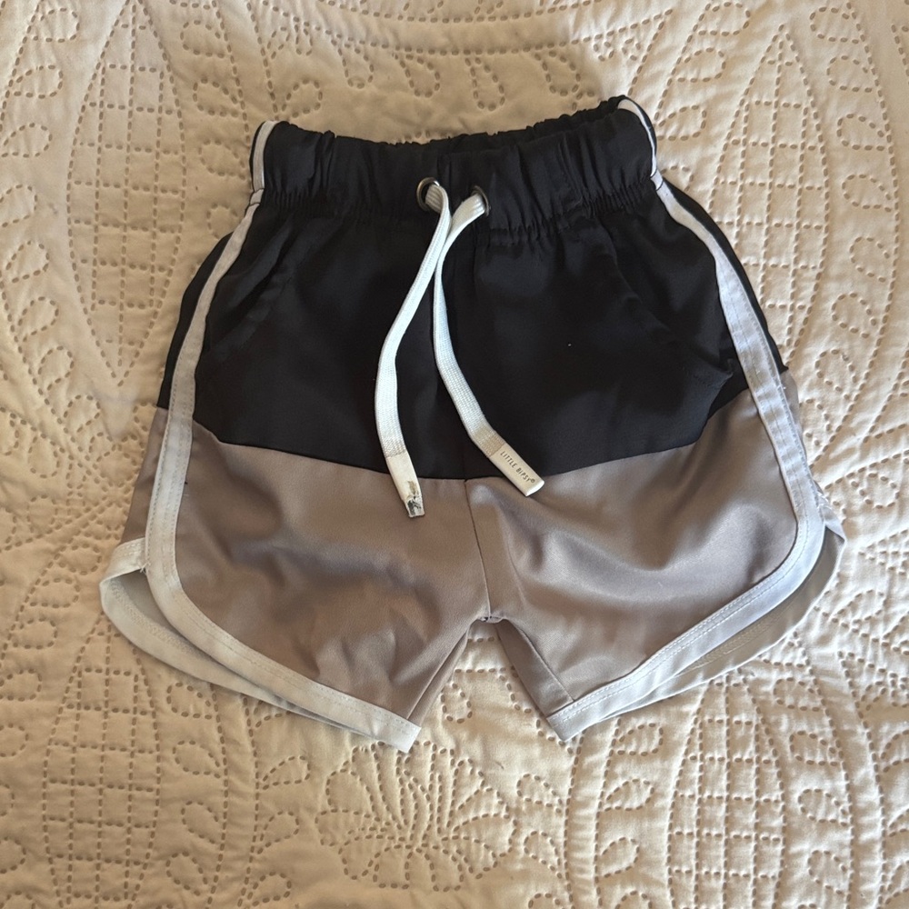 Little Bipsy Black and Taupe Athletic Shorts with White Trim